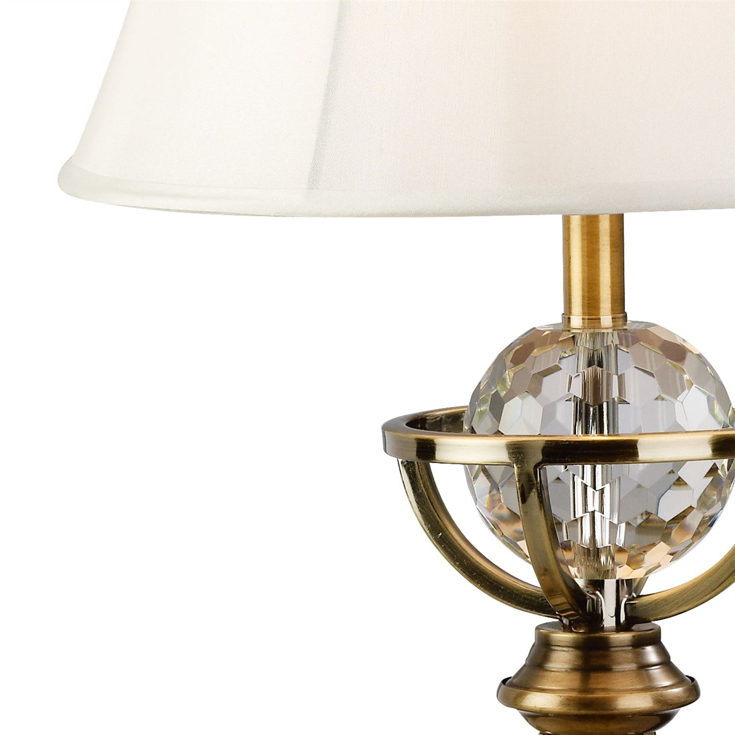 Diyas Elmo Large Crystal Table Lamp WITHOUT SHADE 1 Light E27 Antique Brass