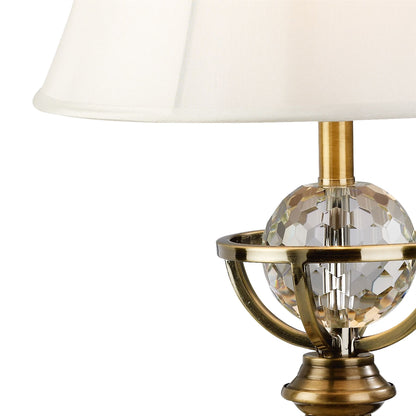 Diyas Elmo Large Crystal Table Lamp WITHOUT SHADE 1 Light E27 Antique Brass