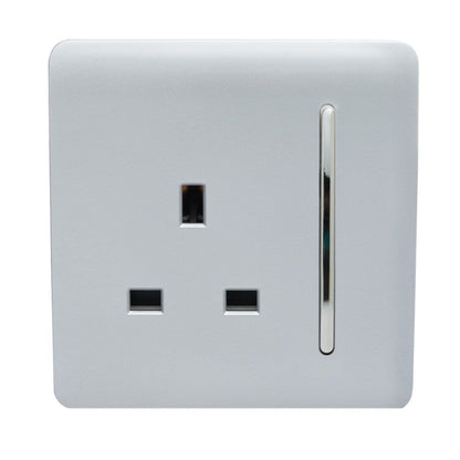Trendi 1 Gang Artistic Modern 13 Amp Switched Plug Socket Silver ART-SKT13SI