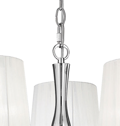 Mantra M4633 Loewe Pendant 3 Light E14, Polished Chrome with White Shades