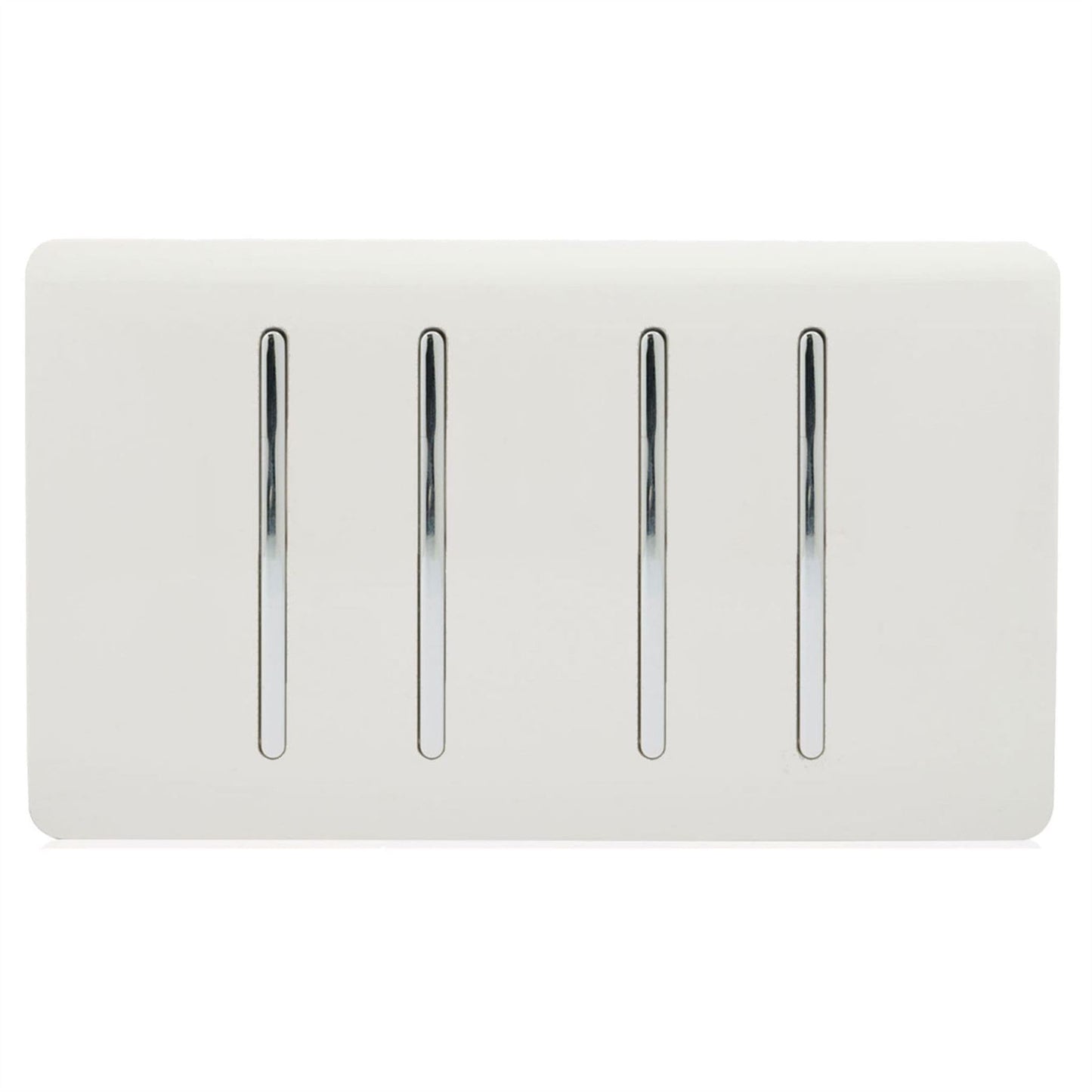 Trendi 4 Gang 2 Way White Rocker Double Plate Light Switch in White- ART-SS44WH