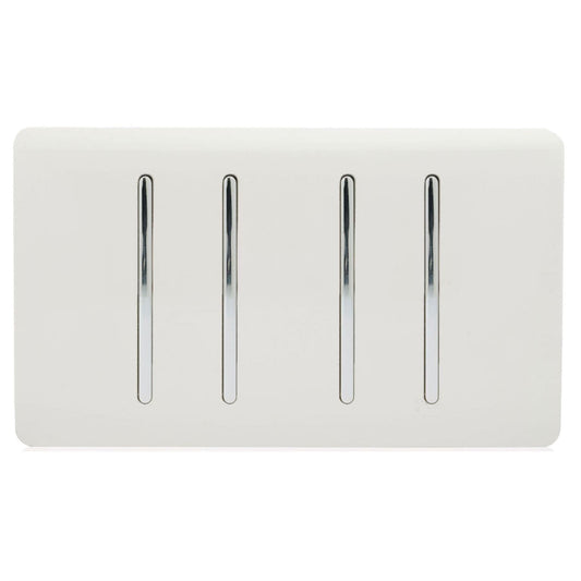 Trendi 4 Gang 2 Way White Rocker Double Plate Light Switch in White- ART-SS44WH