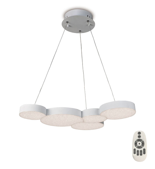 Mantra Fusion M5762 Lunas Pendant 63.5cm x 46.3cm 43W LED 3000K, 2120lm, RF Remote Control White, 3yrs Warranty