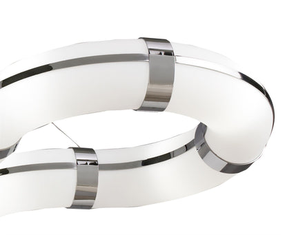 Mantra Guss Rectangular Pendant E27 12 Light E27 Curved Bar, Polished Chrome/White Acrylic, CFL Lamps INCLUDED