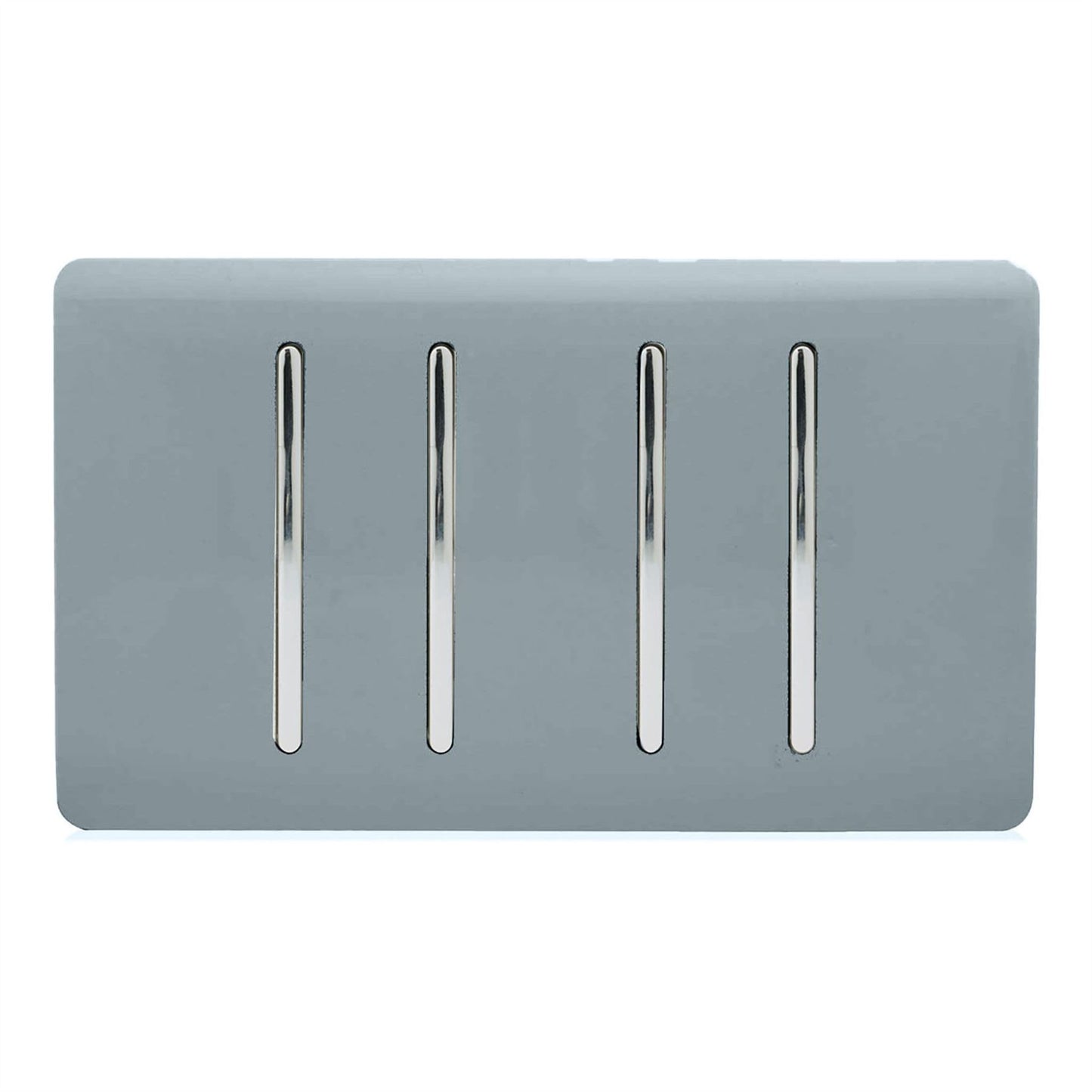 Trendi Artistic Modern Glossy 4 Gang 2 Way Rocker Double Plate Tactile Light Switch Cool Grey