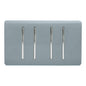 Trendi Artistic Modern Glossy 4 Gang 2 Way Rocker Double Plate Tactile Light Switch Cool Grey