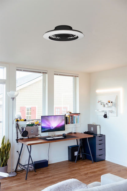 Alisio XL 73.5cm 95W LED Dimmable Ceiling Light & 58W DC Reversible Fan, Black Finish c/w Remote Control, APP & Alexa/Google Voice Control, 5900lm
