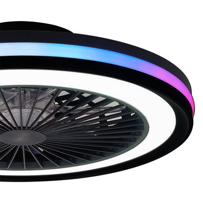 Gamer 47cm 40W LED Dimmable White/RGB Ceiling Light With Built-In 20W DC Reversible Fan, c/w Remote Control, 4200lm, Black