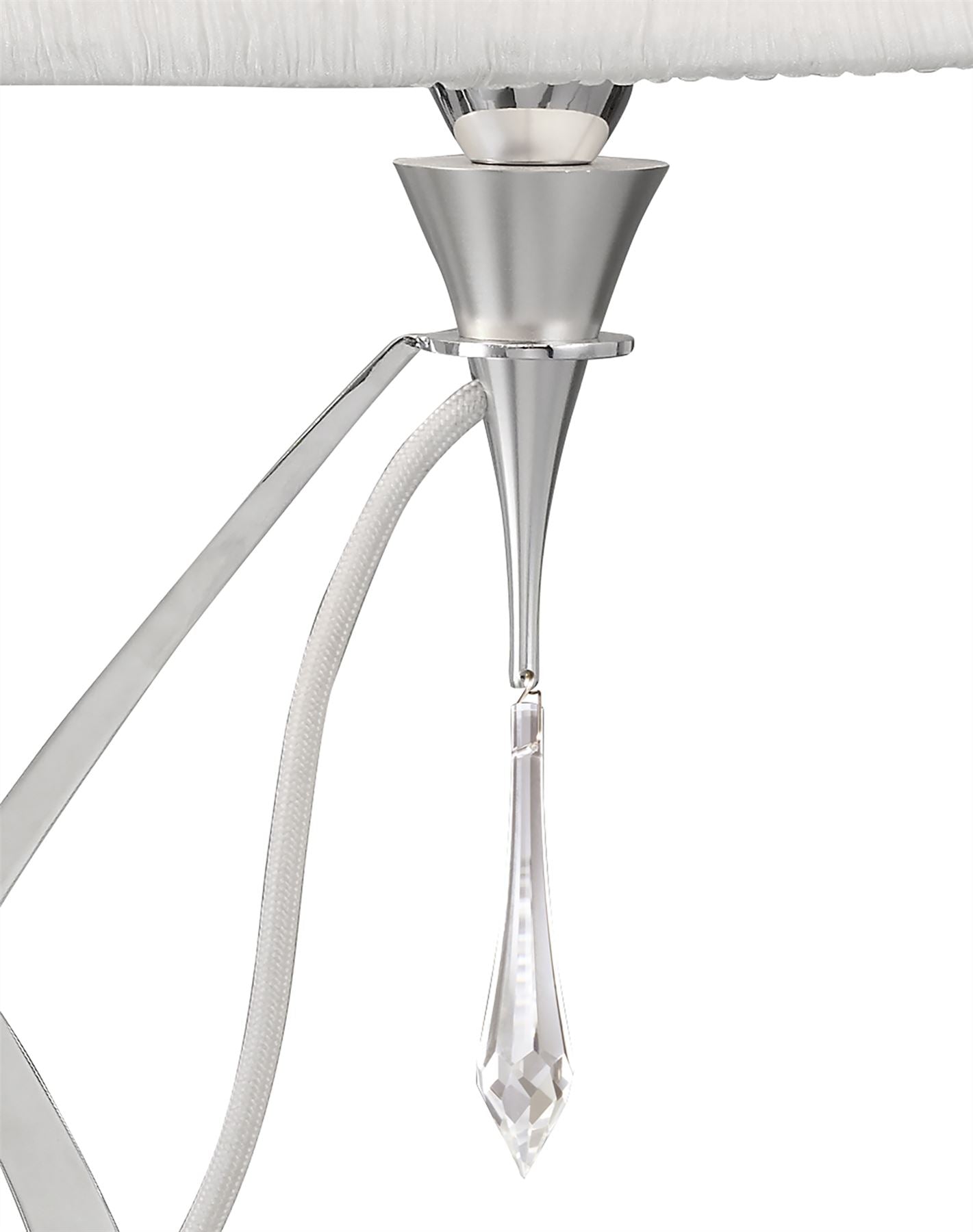 Mantra Lucca Crystal Table Lamp 2 Light E27 Small, Polished Chrome with White Shade & Clear Crystal