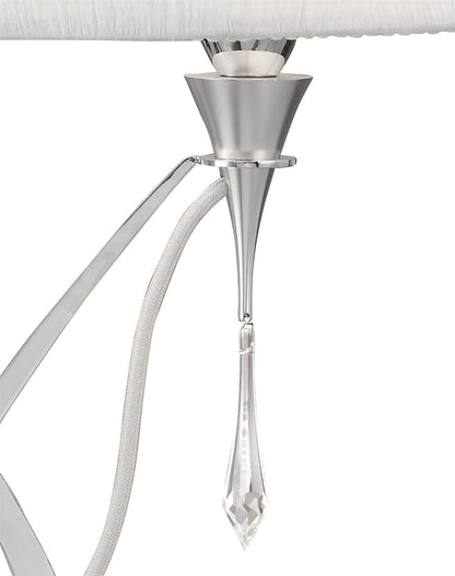 Mantra Lucca Crystal Table Lamp 2 Light E27 Small, Polished Chrome with White Shade & Clear Crystal