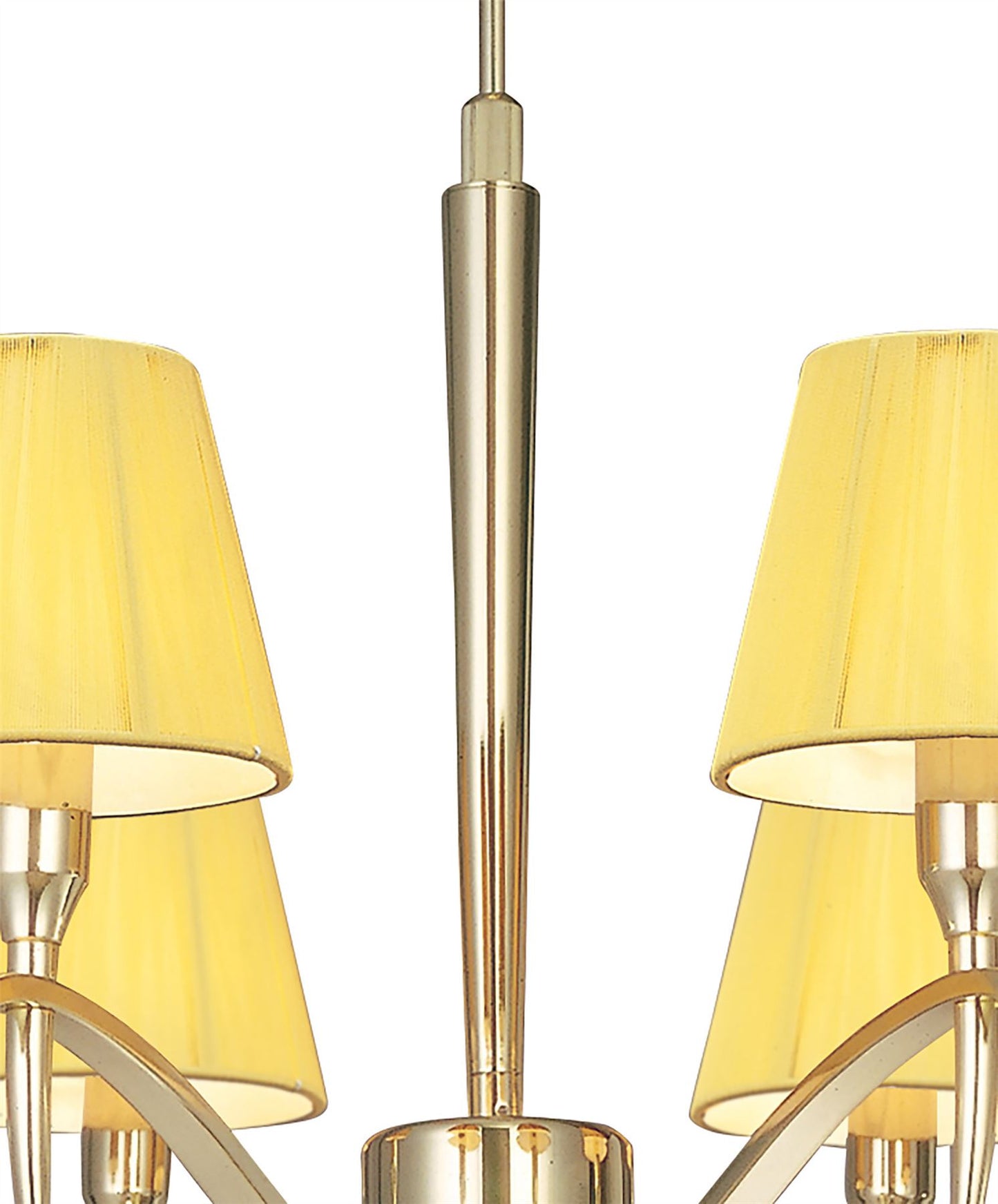 Mantra Siena 63cm Pendant Round 6 Light E14, Polished Brass with Amber Cream Shades and Clear Crystal