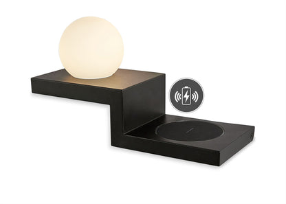 Mantra Fusion Zanzibar Wall Light Switched Globe with Mobile Phone Induction Charger, 6W LED, 3000K, 470lm, Sand Black, 3yrs Warranty
