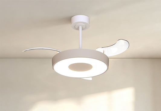 Coin Fan Mini Smart 40cm 36W LED Dimmable Ceiling With Built-In 25W DC Fan, 3000-5000K Remote, APP, Alexa & Google Voice Control, 5710lm, Beige