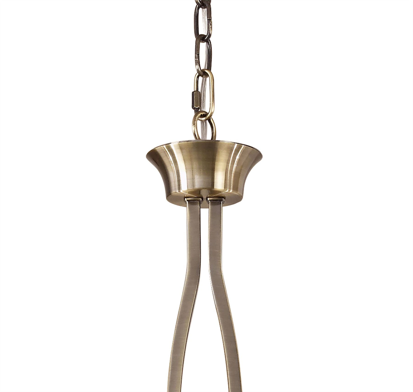 Mantra Akira Linear Pendant 2 Arm 6 Light E14, Antique Brass with Cream Shades