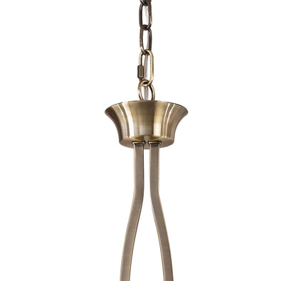 Mantra Akira Linear Pendant 2 Arm 6 Light E14, Antique Brass with Cream Shades
