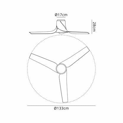 Ushuaia 133cm 30W LED Dimmable Ceiling Light With Built-In 35W DC Fan, 2700-5000K Remote & APP Control, 2400lm, White, 5yrs Warranty