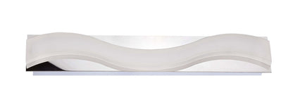 Mantra Fusion Ola Wall Light 7W LED Large Wave 3000K IP44, 630lm, Polished Chrome/Frosted Acrylic, 3yrs Warranty