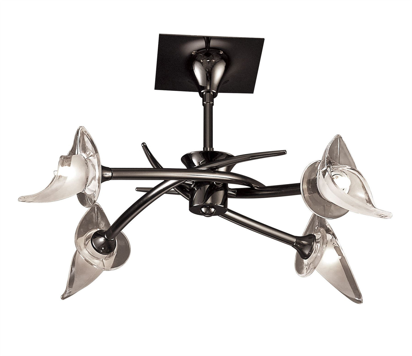 Mantra Flavia 54cm Telescopic Pendant Convertible To Semi Flush Round 4 Light G9, Black Chrome