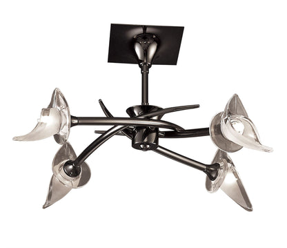 Mantra Flavia 54cm Telescopic Pendant Convertible To Semi Flush Round 4 Light G9, Black Chrome