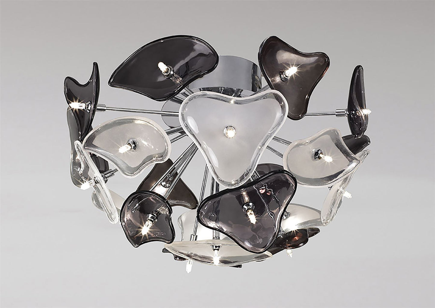 Mantra Otto 46cm Ceiling 21 Light G4, Polished Chrome/Frosted Glass/Black Glass, NOT LED/CFL Compatible