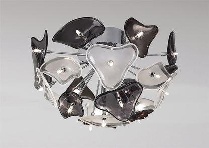 Mantra Otto 46cm Ceiling 21 Light G4, Polished Chrome/Frosted Glass/Black Glass, NOT LED/CFL Compatible