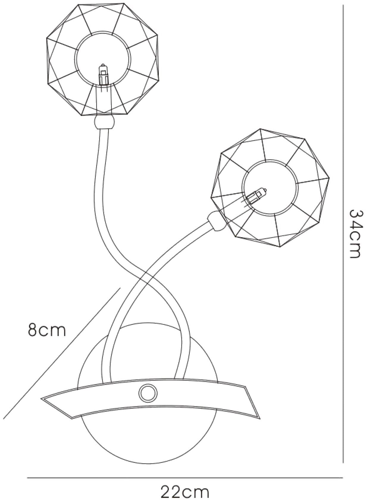 Diyas Izona Wall Light 2 Light G4 Polished Chrome, NOT LED/CFL Compatible