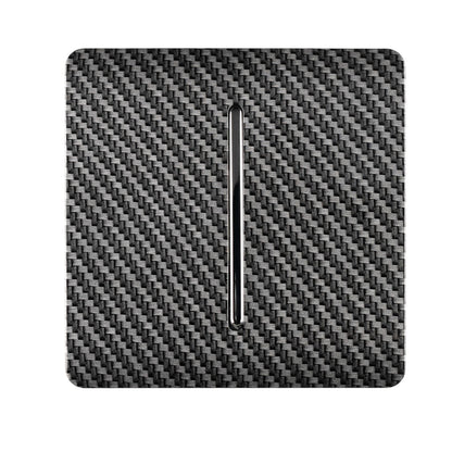 Trendi 1 Gang 2 Way 240V Screwless Artistic Modern Glossy 10 Amp Chrome Rocker Electrical Wall Light Switch in Carbon Fibre (5 pack)