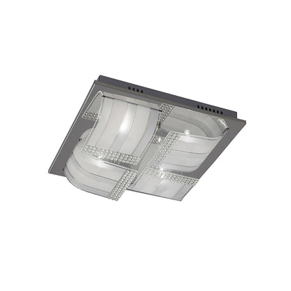 Diyas Charis Square Flush  Large 4 Light G9 Polished Chrome/Glass/Crystal Ceiling Light Fitting