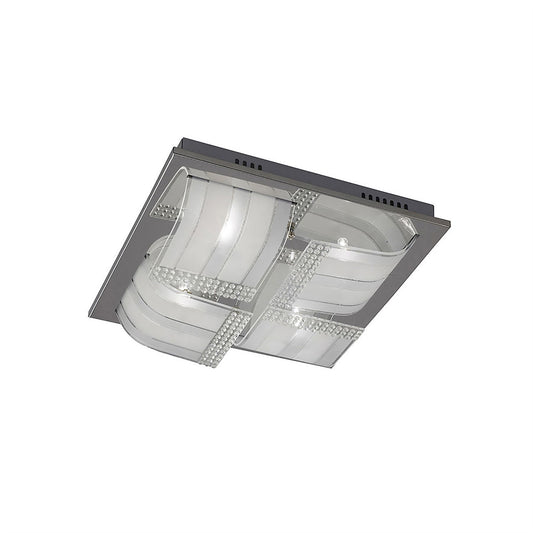 Diyas Charis Square Flush  Large 4 Light G9 Polished Chrome/Glass/Crystal Ceiling Light Fitting