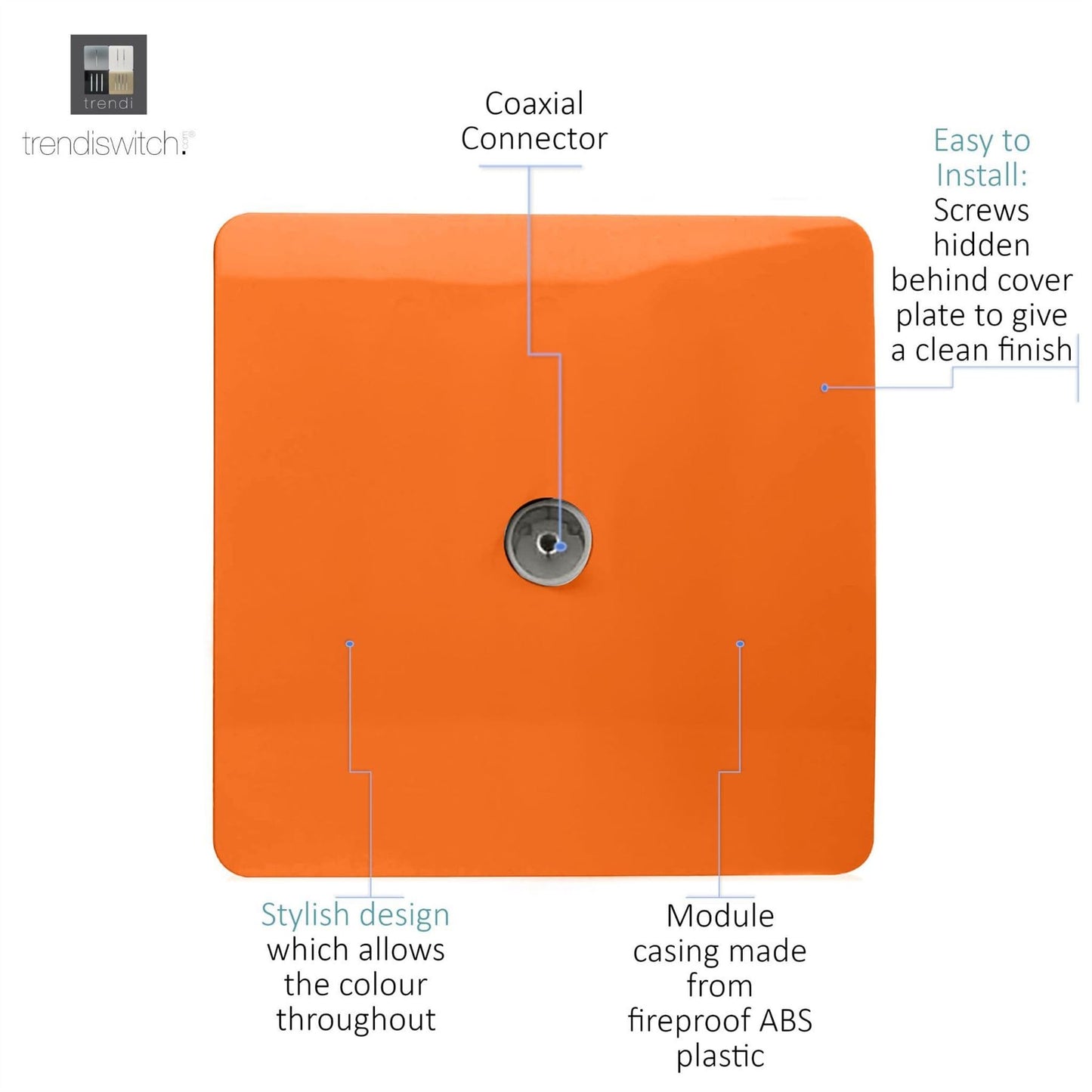 Trendi Artistic Modern Glossy Tactile TV Socket Orange