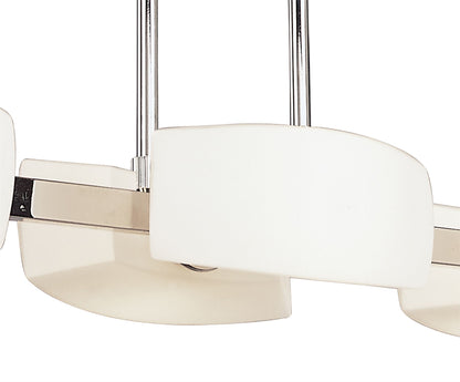 Mantra Lupa Rectangular Telescopic Pendant Bar 6 Light G9, Polished Chrome/Frosted White Glass