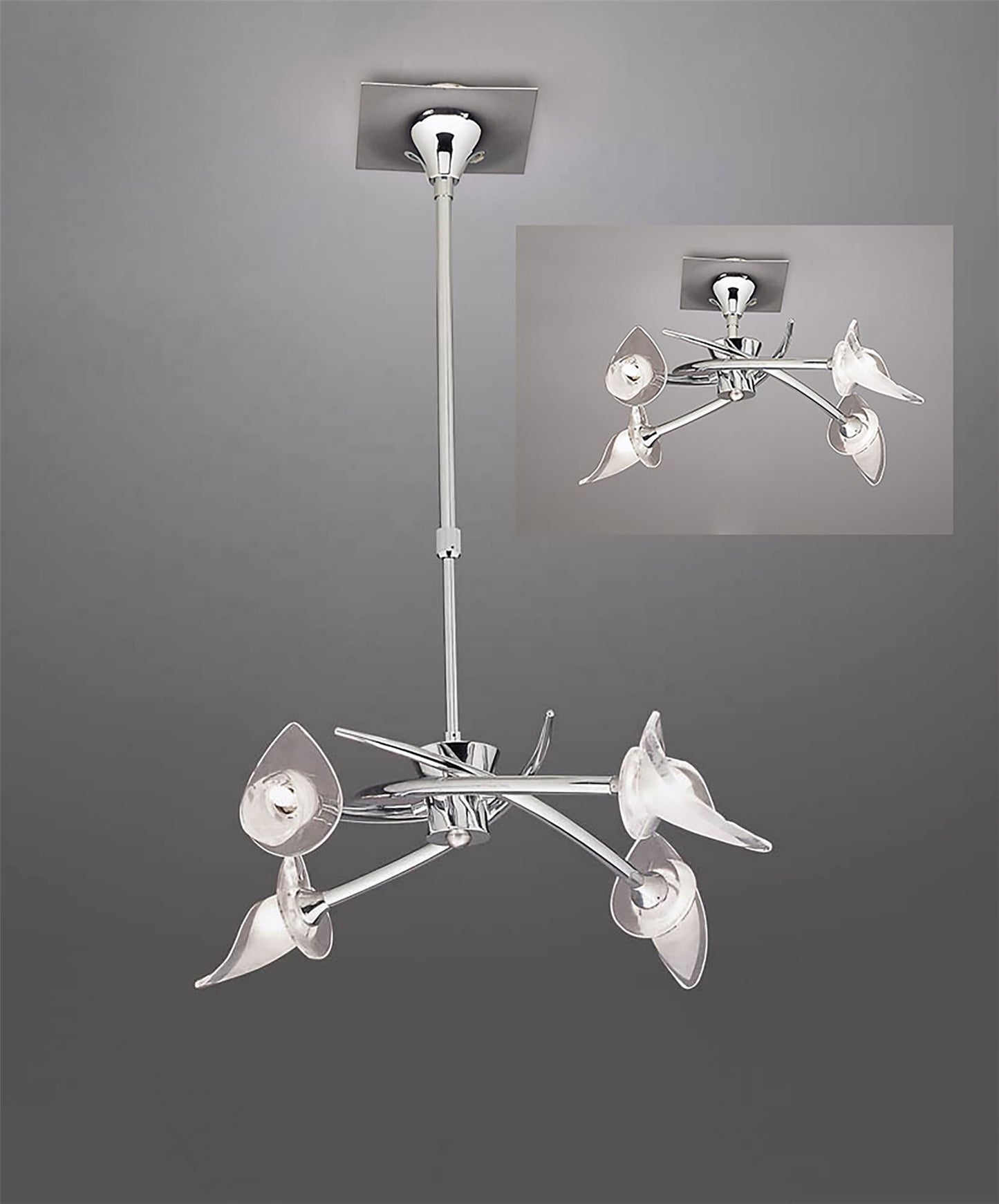 Mantra M0302 Flavia Telescopic Pendant Semi Flush Convertible Round 4 Light G9, Polished Chrome