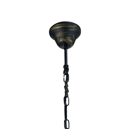 Diyas Malcolm 46cm Single  4 Light E27 Black/Gold with Clear Glass Ceiling Pendant Light Fitting