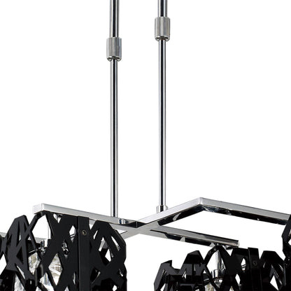 Mantra Tokio Rectangular Telescopic 6 Light G9 Line, Gloss Black/Polished Chrome