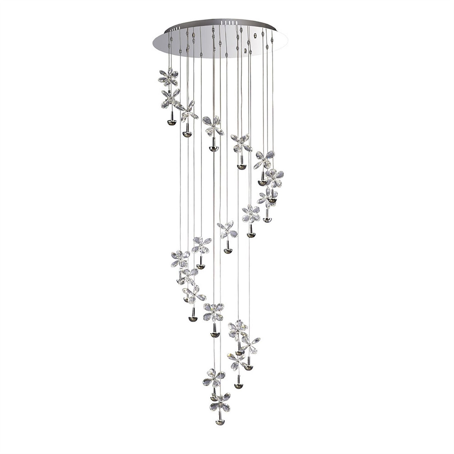 Diyas Aviva 60cm  20 Light 4000K LED Polished Chrome/Crystal Ceiling Pendant Light Fitting