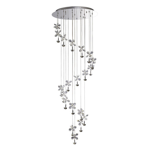 Diyas Aviva 60cm  20 Light 4000K LED Polished Chrome/Crystal Ceiling Pendant Light Fitting