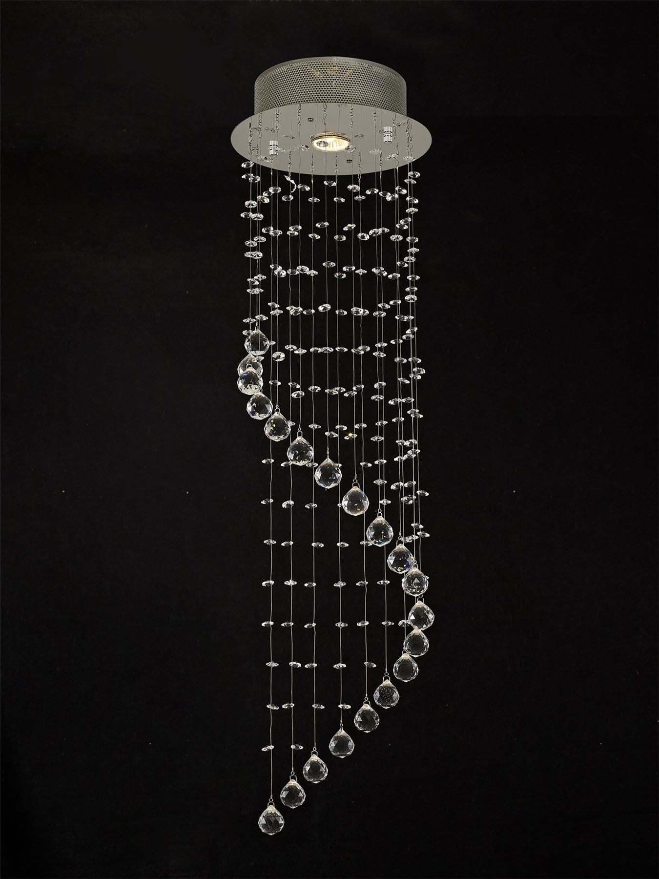 Diyas Colorado 25cm  Single-Spiral 1 Light GU10 Polished Chrome/Crystal Ceiling Pendant Light Fitting