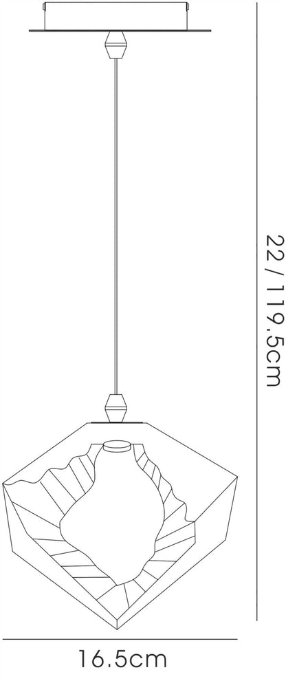 Diyas Salvio 16.5cm Ceramic Square Sculpture  1 x 3W LED 4200K Chrome/Black, 3yrs Warranty Ceiling Pendant Light Fitting