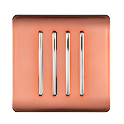 Trendi 4 Gang 2 Way Artistic Modern Glossy 10 Amp Rocker Tactile Light Switch Copper