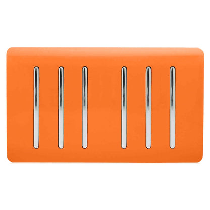 Trendi Artistic Modern Glossy 6 Gang 2 Way Rocker Double Plate Tactile Light Switch Orange