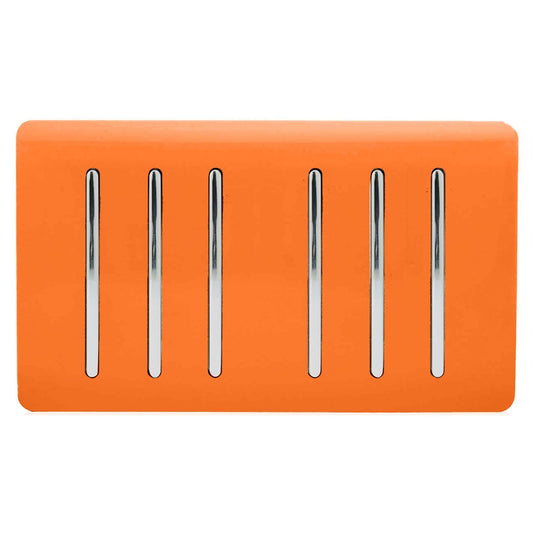 Trendi Artistic Modern Glossy 6 Gang 2 Way Rocker Double Plate Tactile Light Switch Orange