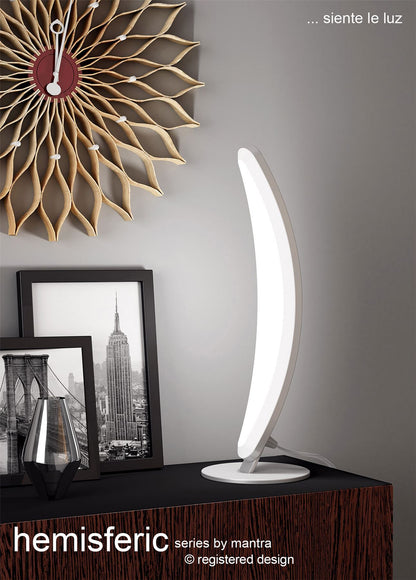 Mantra M4085 Hemisferic Table Lamp 6W LED 3000K, 540lm, Satin Aluminium/Frosted Acrylic, 3yrs Warranty