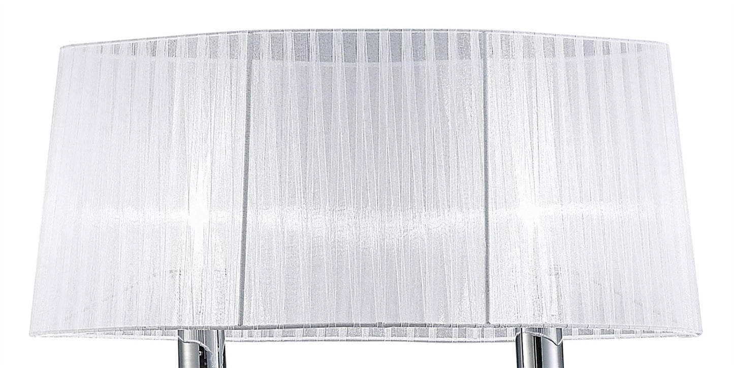 Mantra M5280 Louise Floor Lamp 2 Light E27 with White Shade Polished Chrome/Clear Crystal
