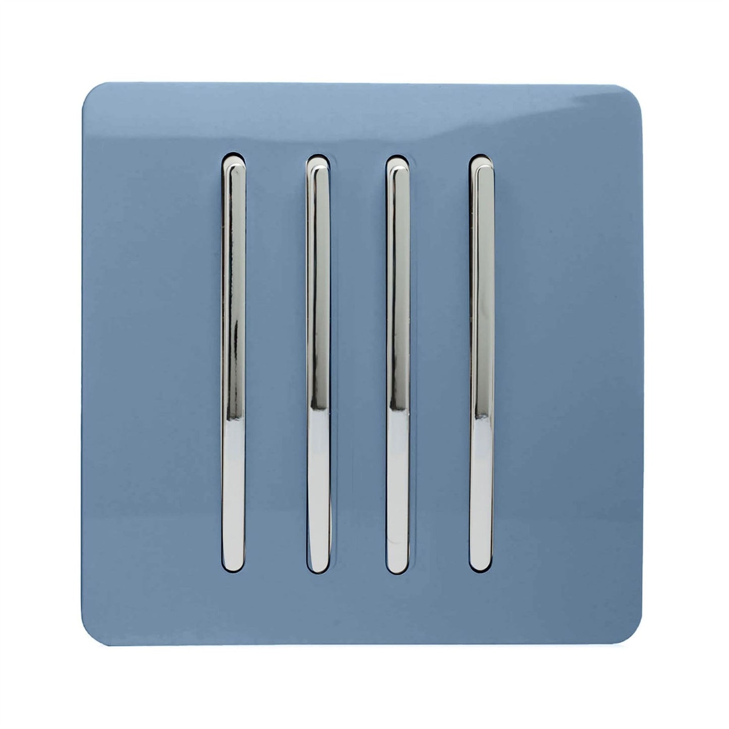 Trendi 4 Gang 2 Way Artistic Modern Glossy 10 Amp Rocker Tactile Light Switch Sky