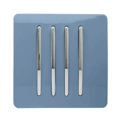 Trendi 4 Gang 2 Way Artistic Modern Glossy 10 Amp Rocker Tactile Light Switch Sky