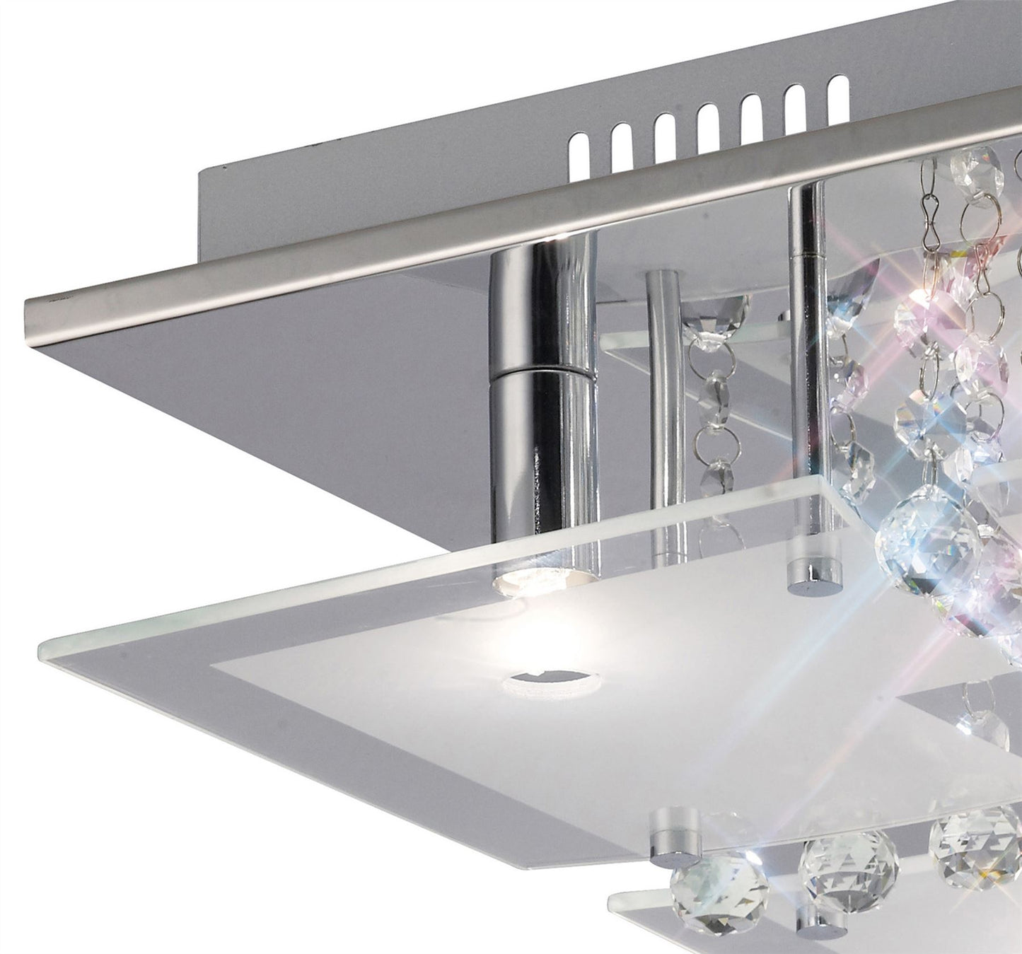Diyas Chisora Square Flush  5 Light G9 Polished Chrome/Glass/Crystal Ceiling Light Fitting