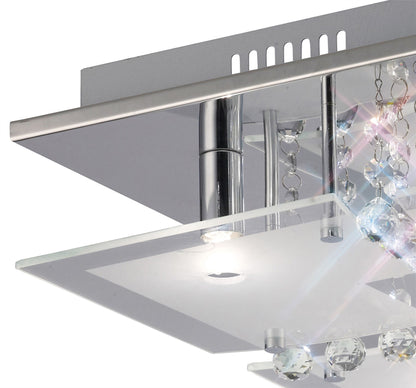 Diyas Chisora Square Flush  5 Light G9 Polished Chrome/Glass/Crystal Ceiling Light Fitting
