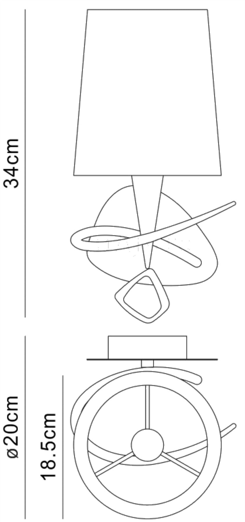 Mantra Mara Wall Light Switched 1 Light E14, French Gold with Ivory White Shade