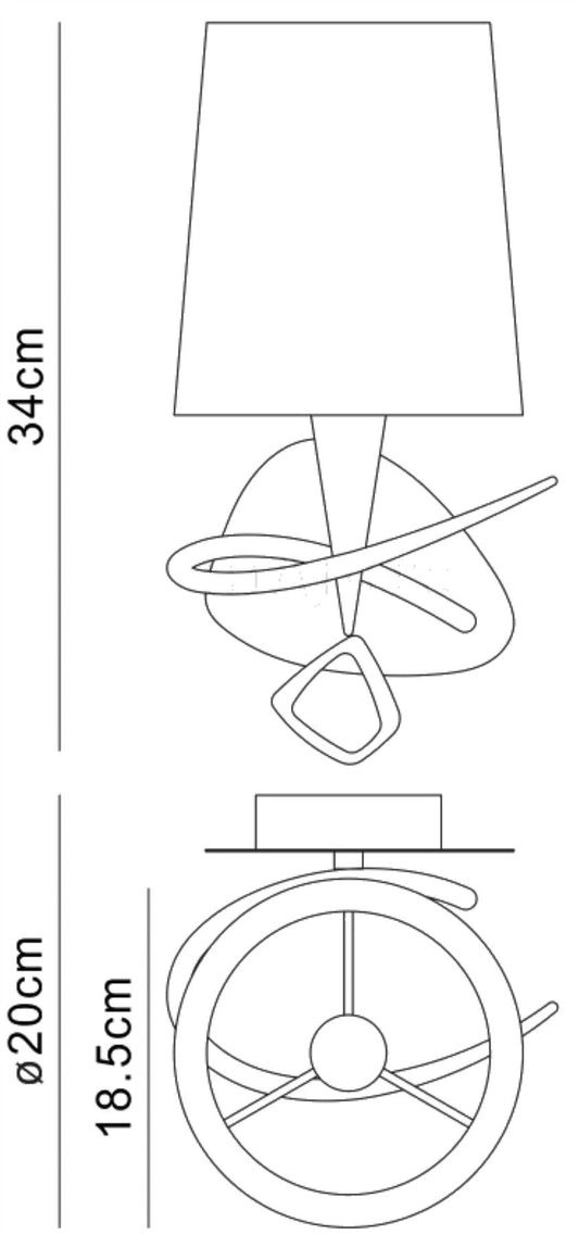 Mantra Mara Wall Light Switched 1 Light E14, French Gold with Ivory White Shade