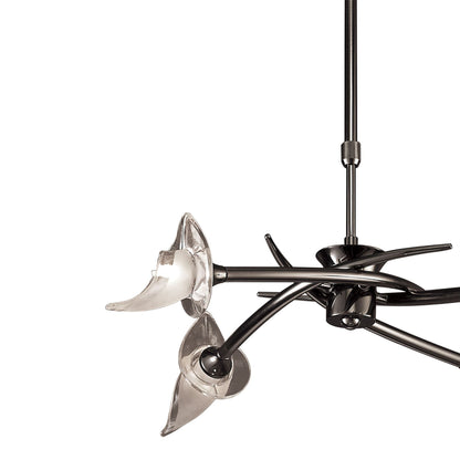 Mantra Flavia 54cm Telescopic Pendant Convertible To Semi Flush Round 4 Light G9, Black Chrome